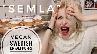 Cream Puff Semla  Swedish Fat Tuesday VEGAN amp EASY🍦🧁🥛 [upl. by Enelyahs]