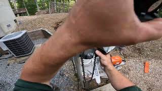 Square Grinding 20quot and 24quot STIHL 36rs Chain on Simington 451c [upl. by Dagney]