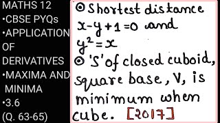 36Q6365 MAXIMA AND MINIMA APPLICATION OF DERIVATIVES MATHS 12 CBSE PYQs [upl. by Latsirhc]