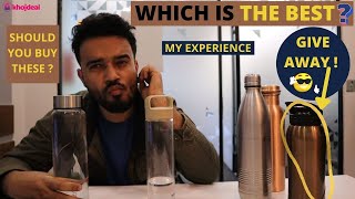 Best Water Bottle In India  Copper Glass amp Steel  Review Comparison Buying Guide amp Give Away [upl. by Corwun73]