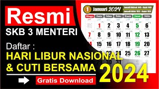 LIBUR NASIONAL DAN CUTI BERSAMA 2024  Kalender 2024 lengkap [upl. by Ahscrop]