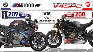 2023 BMW M1000R vs Ducati Streetfighter V4SP2 ┃ Ultimate Naked Bike Comparison [upl. by Harehs]