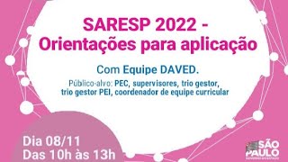 SARESP 2022  Orientações para aplicação [upl. by Shay]