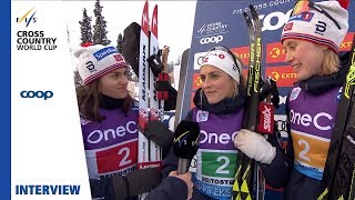 Therese Johaug  quotAll of us did a great jobquot  Beitostølen  Ladies Relay  FIS Cross Country [upl. by Alexine]