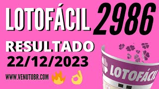 🍀 Resultado Lotofácil 2986 [upl. by Infeld]