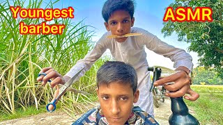 ASMR youngest barber in the world fast haircut 💇 [upl. by Saphra]