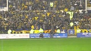 Everton fans applaude the AEK Athens fans at Goodison Park [upl. by Tterrej]