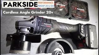 PARKSIDE PERFORMANCE PWSAP 20Li D4  Cordless Angle Grinder 20v [upl. by Barger865]