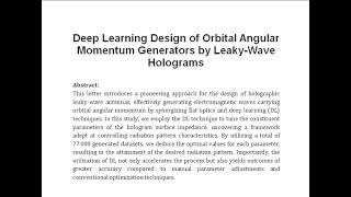 Deep Learning Design of Orbital Angular Momentum Generators by Leaky Wave Holograms [upl. by Keenan51]