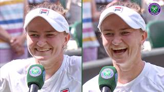 Barbora Krejcikovas HILARIOUS reaction to being told her next opponent  Interview  Wimbledon 2024 [upl. by Nolly]