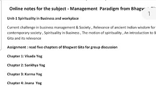 BA THIRD SEM CU CURRICULUM MANAGEMENT PARADIGM OF BHAGWAT GEETA UNIT 1 NOTES WITH EXPLANATION [upl. by Blayze573]