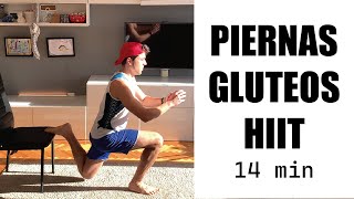 PIERNAS y GLUTEOS HIIT en 14 min  Sin equipamiento [upl. by Adniroc651]