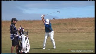 Hideki Matsuyama golf swing Short Iron faceon view ASI Scottish Open July 2018 [upl. by Sabir]