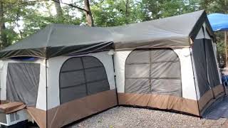 Ozark Trail tent camping with air conditioning Glamping setting up a tent campsite [upl. by Tray]