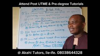 UNILAG Post UTME English Language Past Questions and Answers Solved by Akahi Tutors Ileife [upl. by Gokey]