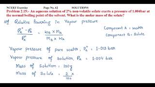 An aqueous solution of 2 nonvolatile solute exerts a pressure of 1004bar at the normal boiling [upl. by Hoseia32]