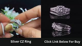 Diamond Celebrity’s 175ct Cubic Zirconia White Sterling Silver Men’s Women 2PC Bridal Rings Size 7 [upl. by Anwahsal]