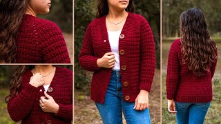 How to Crochet a Cardigan  Free Crochet Cardigan Pattern  Crochet Sweater for Women [upl. by Amre859]