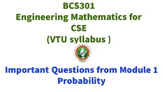 Mathematics3 for CSE stream 2022 scheme Probability distribution Important questions and solutions [upl. by Ardnak]