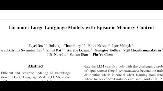 short Larimar Large Language Models with Episodic Memory Control [upl. by Jamnis]