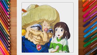 Drawing Yubaba and Chihiro in Spirited Away Studio Ghibli  Colored Pencils  ChromaSketch [upl. by Coshow102]