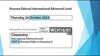 Unit 6 October 2023  A2 Chemistry Edexcel  Dr Hanaa Assil [upl. by Shulins930]