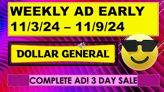 DOLLAR GENERAL WEEKLY AD EARLY COMPLETE AD 11324  11924 [upl. by Akit]