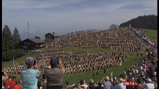 Swiss set world record for largest alphorn ensemble Switzerland 1Sep2024 [upl. by Lohse520]