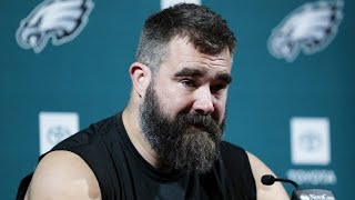 Jason Kelce had Eagles trainer whos fighting cancer tape his ankles for retirement speech [upl. by Solly]