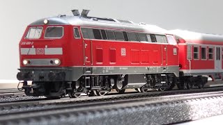 BR 218 diesel locomotive and Regio DB train with control car [upl. by Sulihpoeht]