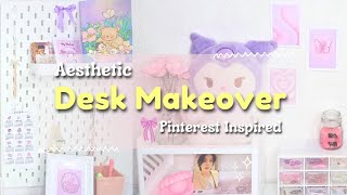 Pinterest inspired desk makeover ✿ Cute aesthetic minimal amp budget friendly makeover 🎀✨️ [upl. by Atorod]