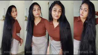 MsRapunzel  Returning Indian Rapunzel models her knee length hair indoors [upl. by Ralleigh]