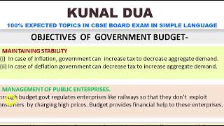 4 100 Expected OBJECTIVES OF BUDGET AND DIRECT INDIRECT TAX  CBSE 2024 ECO [upl. by Akemet888]