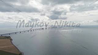 Korser Denmark Great Belt Bridge Storeblt Cloudy weather with gaps Aerial View Departure of [upl. by Durtschi]