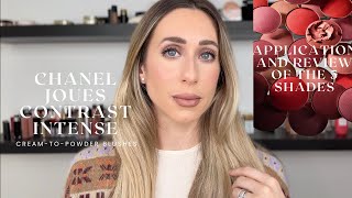 CHANEL JOUES CONTRASTE INTENSE CREAM TO POWDER BLUSHES Application  Review [upl. by Annawak]