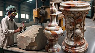 Sculpting Elegance The Journey of Turning Marble Blocks into Masterpieces [upl. by Uaeb]