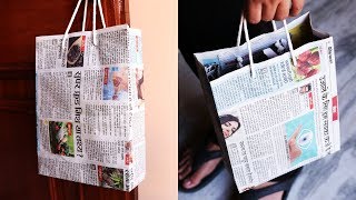 How to Make a Paper Bag with Newspaper – Paper Bag Making Tutorial Very Easy [upl. by Ilbert]