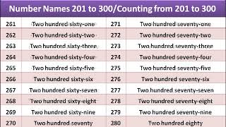 201 to 300 Numbers Name I 201 से 300 तक गिनती I 201 to 300 counting in English  Counting 201 Se 300 [upl. by Islaen]