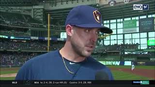 Travis Shaw on hitting Brewers longest homer of season [upl. by Halehs]