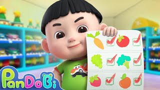 Lets Go Shopping Song  Learn Veggies and Fruits for Kids  Pandobi Nursery Rhymes amp Kids Songs [upl. by Inele]