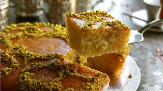 Basbousa  Middle Eastern Dessert Semolina Cake [upl. by Ariaec459]