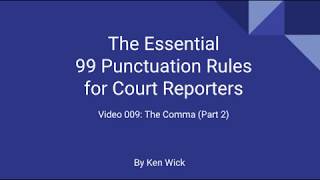 009 99 Punctuation Rules Comma Part 2 [upl. by Lemhar]