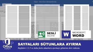 Sayfaları Sütunlara Ayırma  İkiye bölme  Microsoft Word [upl. by Gorski364]