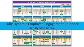 How to Make Fully Dynamic Employee Engagement Calendar for 2020 in Excel [upl. by Eireva]