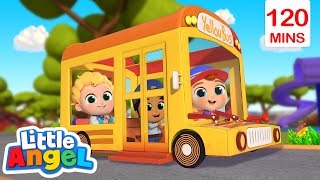 Wheels on the Yellow Bus  BEST of Nursery Rhymes  Little Angel Kids Songs [upl. by Oiliruam]