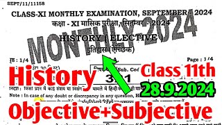 2892024 Class 11th History September Monthly Exam Viral Subjective 2024  11th History Subj 2024 [upl. by Georgine551]