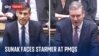 PMQs Rishi Sunak and Sir Keir Starmer goheadtohead at Prime Ministers Questions [upl. by Nabru]