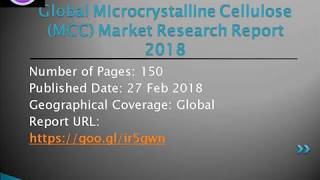 Microcrystalline Cellulose MCC Market Features Grow Pricing Resources and Revenue [upl. by Illene7]