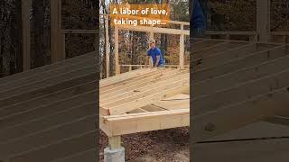 Framing walls family amp great weather  happiness building homesteading budgethouse [upl. by Sherl]