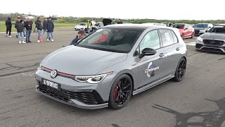 465HP Volkswagen Golf 8 GTI Clubsport 45 Jahre w Akrapovic Exhaust  Drag Racing amp Engine Sound [upl. by Cheslie465]